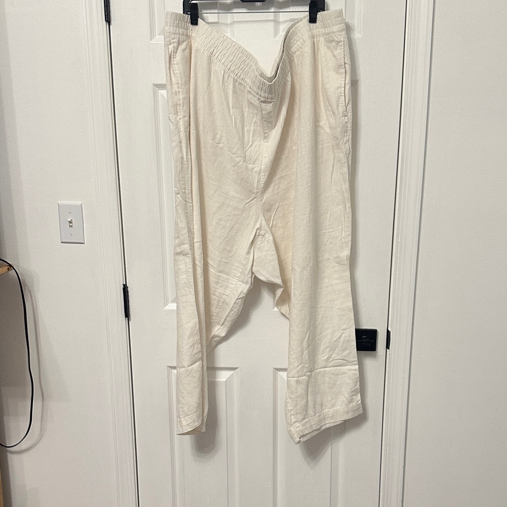 Women Cream Linen Pants
